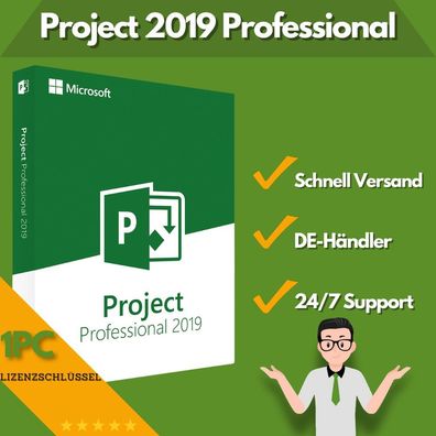 Microsoft Project 2019 Professional | 1 Aktivierung | 24/7 Support | 1 PC