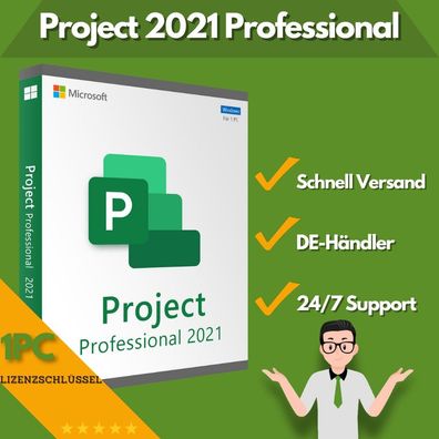 Microsoft Project 2021 Professional | 1 Aktivierung | 24/7 Support | 1 PC