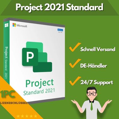 Microsoft Project 2021 Standard | 1 Aktivierung | 24/7 Support | 1 PC