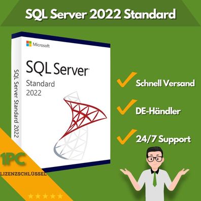 Microsoft SQL Server 2022 Standard | 1 Aktivierung | 24/7 Support | 1 PC