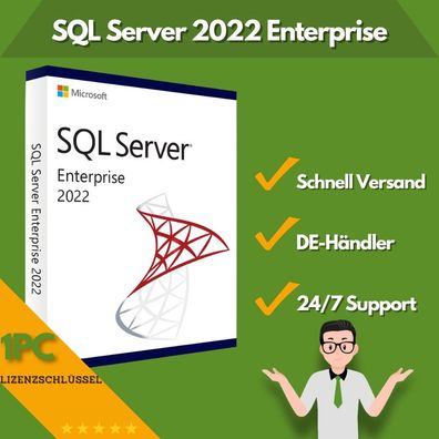 Microsoft SQL Server 2022 Enterprise | 1 Aktivierung | 24/7 Support | 1 PC