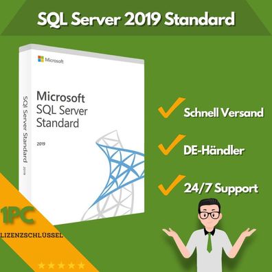 Microsoft SQL Server 2019 Standard kaufen | 1 Aktivierung | 24/7 Support | 1 PC