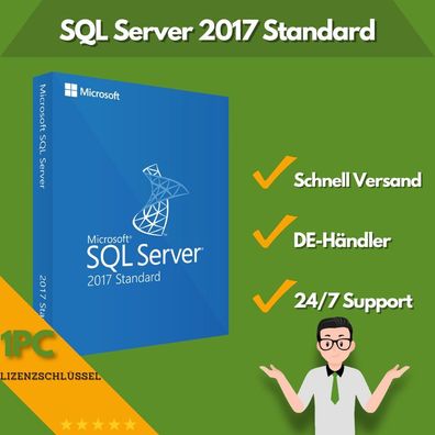 Microsoft SQL Server 2017 Standard | 1 Aktivierung | 24/7 Support | 1 PC