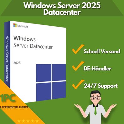 Microsoft Windows Server 2025 Datacenter | 1 Aktivierung | 24/7 Support | 1 PC