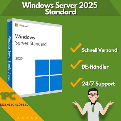 Microsoft Windows Server 2025 Standard | 1 Aktivierung | 24/7 Support | 1 PC