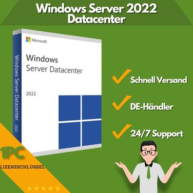 Microsoft Windows Server 2022 Datacenter | 1 Aktivierung | 24/7 Support | 1 PC