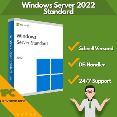 Microsoft Windows Server 2022 Standard | 1 Aktivierung | 24/7 Support | 1 PC