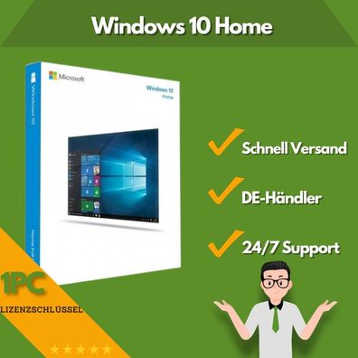 Microsoft Windows 10 Home | 1PC | 24/7 Support | 32/64-Bit | Lizenzpate