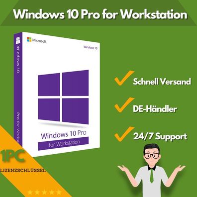 Microsoft Windows 10 Pro for Workstation | 1PC | 24/7 Support | 32/64-Bit