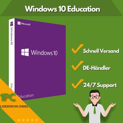 Microsoft Windows 10 Education | 1PC | 24/7 Support | 32/64-Bit