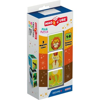 GEOMAG Magnetwürfel Magicube Mix&Match Tiere der Savanne, 3 Würfel