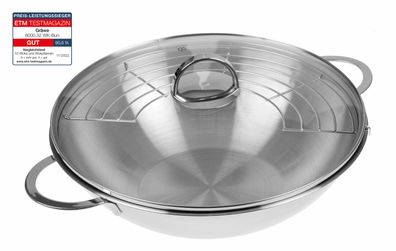 Wok 32 cm mit Glasdeckel und Ablagegitter, Serie Pro-Line