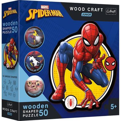 TREFL Wood Craft Junior Puzzle Spiderman: Die Macht 50 Teile