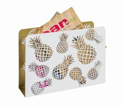 Zeitungsständer Pineapple weiß-gold