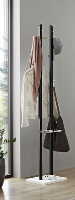 Garderobenständer Standgarderobe mit Schirmhalter schwarz-chrom-weiß