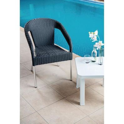 Bolero Lounge-Stühle aus PE-Rattan und Aluminium in tiefen Anthrazit 4 Stück