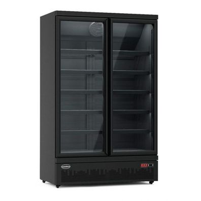 Combisteel Tiefkühlschrank 2 Glastüren Schwarz Jde-1000F Bl