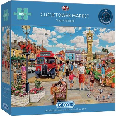 Gibsons Puzzle Markt unter dem Uhrenturm 1000 Teile