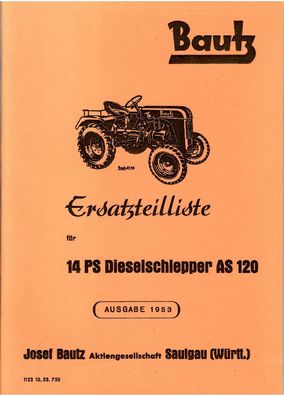 Ersatzteilliste für Bautz 14 PS Dieselschlepper AS 120