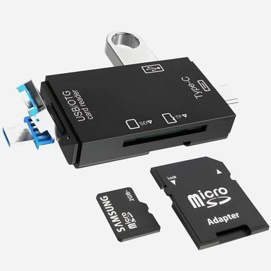 Kartenlesegerät für Micro SDXC, SDHC, TF, UHS-I Kartenleser USB Typ C Schwarz Retoo