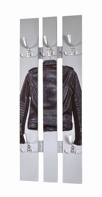 Garderobenleiste Wandgarderobe Jacket mit Motivdruck 5 Garderobenhaken grau-schwar