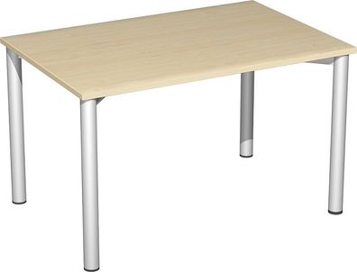 Gera Schreibtisch Bürotisch 4 Fuß Flex 1200x800x720 mm ahorn buche lichtgrau weiß