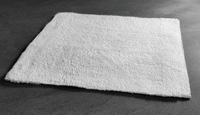 Linea White Weiß Badteppich Badematte Vorleger 55x65cm. Beidseitig Verwendbar