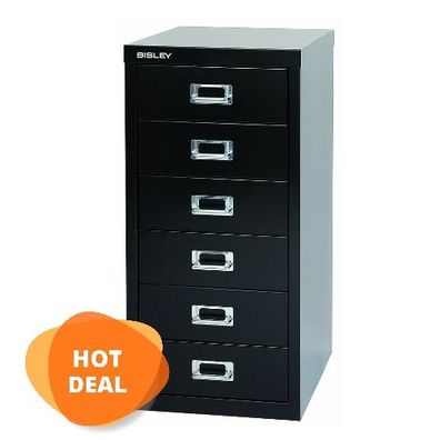 Bisley Schubladenschrank MultiDrawer, DIN A4, 6 Schubladen, Metall, Schwarz