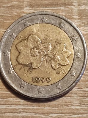 2 Euro Münze Finnland von 1999 Moltebeere - Blume mit Fehlprägung???