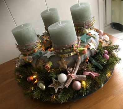 Hand-Made Adventskranz Adventkranz Advent Kranz Adventsgestecke LED Beleuchtung