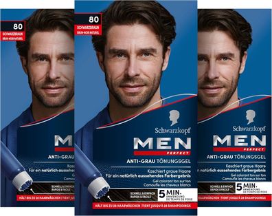 Men Perfect Schwarzkopf 80 Haartönung Dunkelbraun Graue Haare 3er Pack 3 x 80 ml