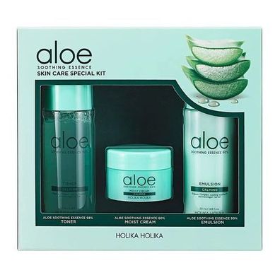 Holika Holika Beruhigendes Aloe Gesichtspflege-Set mit Essenz - 150ml