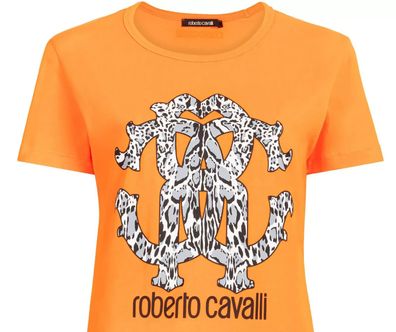 Roberto Cavalli Rc Lynx-Print Monogram Cotton T-Shirt Top Lounge Iconic Shirt M