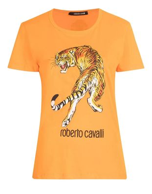 Roberto Cavalli Rc Tiger Print Logo Cotton T-Shirt Top Lounge Iconic Shirt Xs