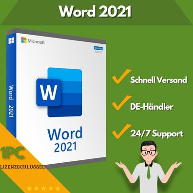 Microsoft Word 2021 | 1 Aktivierung | 24/7 Support | 1 PC | Sofort Versand