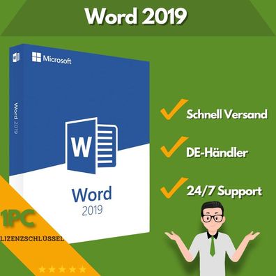 Microsoft Word 2019 | 1 Aktivierung | 24/7 Support | 1 PC