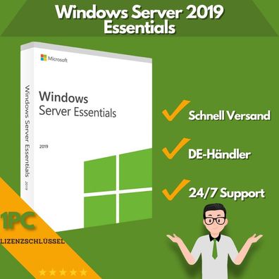 Microsoft Windows Server 2019 Essentials | 1 Aktivierung | 24/7 Support | 1 PC