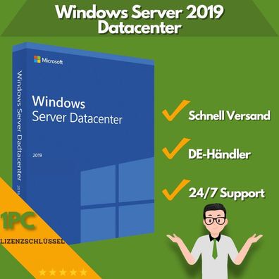 Microsoft Windows Server 2019 Datacenter | 1 Aktivierung | 24/7 Support | 1 PC