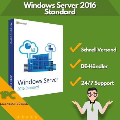 Microsoft Windows Server 2016 Standard | 1 Aktivierung | 24/7 Support | 1 PC