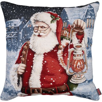 Kissenbezug Weihnachten 45x45 Hossner Santa Laterne Chenille Gobelin Glitzer Kissen