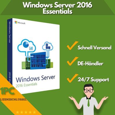 Microsoft Windows Server 2016 Essentials | 1 Aktivierung | 24/7 Support | 1 PC