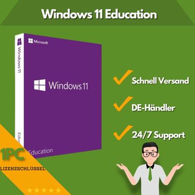 Microsoft Windows 11 Education | 1PC | 24/7 Support | 32/64-Bit | Lizenzpate