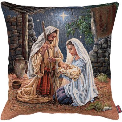 Kissenbezug Weihnachten 45x45 Hossner Christi Geburt Kissen Gobelin Kissenhülle