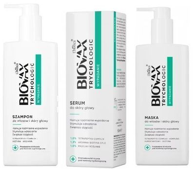 Biovax Trychologic Pflegeset gegen Haarausfall: Shampoo 200 ml, Serum 50 ml & Maske 2