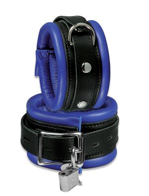 Leder Bondage Fußfesseln gepolstert blau