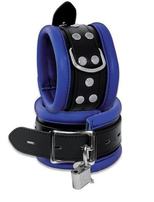 Leder HQ Bondage Fußfesseln gepolstert blau