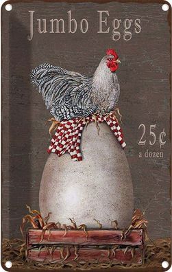 vianmo Blechschild 12x18cm Jumbo Eggs 25 C A Dozen Huhn Deko Geschenk