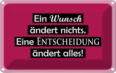 vianmo Blechschild 18x12cm Ein Wunsch ändert nichts Spruch Deko Geschenk