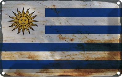 vianmo Blechschild 18x12cm Flagge Uruguay Rost Deko Geschenk