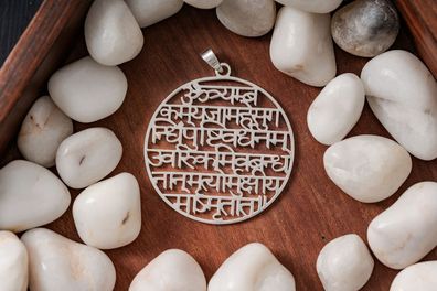 Mahamrityunjay Mantra Amulett, 925 Sterling Silber ø 44 mm, P-82